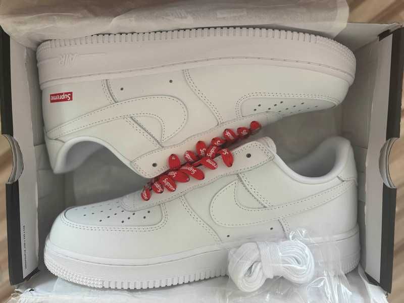 AF1\Powietrze*airDamskieNikeForce1SupremeWhite UnisexTrampki Rozm.44`