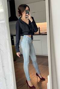 Jeansy skinny Pull & Bear legginsy błekitne rurki