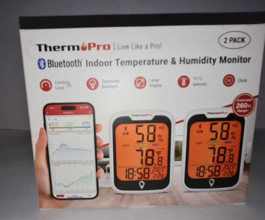Monitor temperatury i wilgotności ThermoPro TP-358 Bluetooth 2szt.