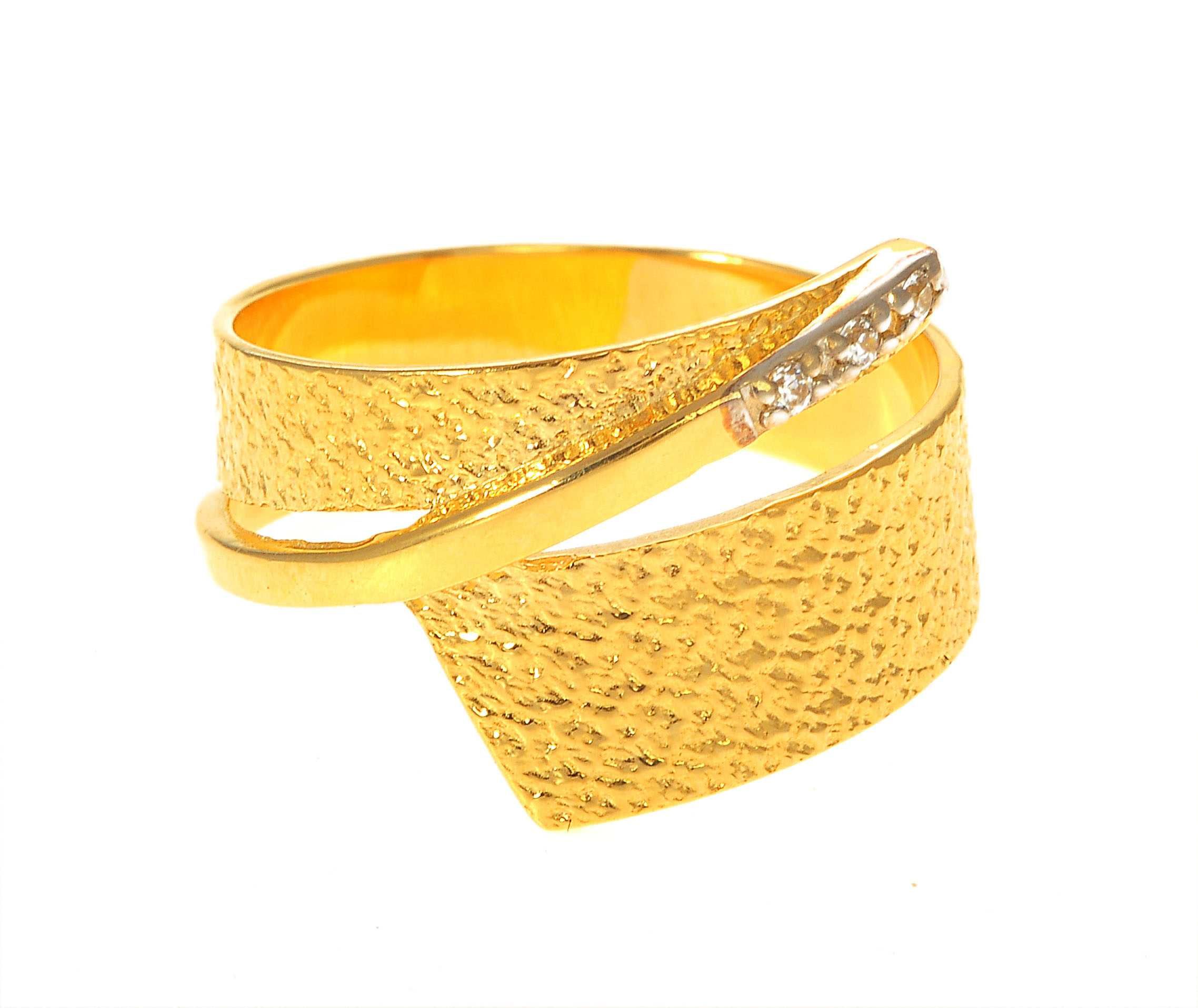 Złoty pierścionek szeroki chropowaty 250822