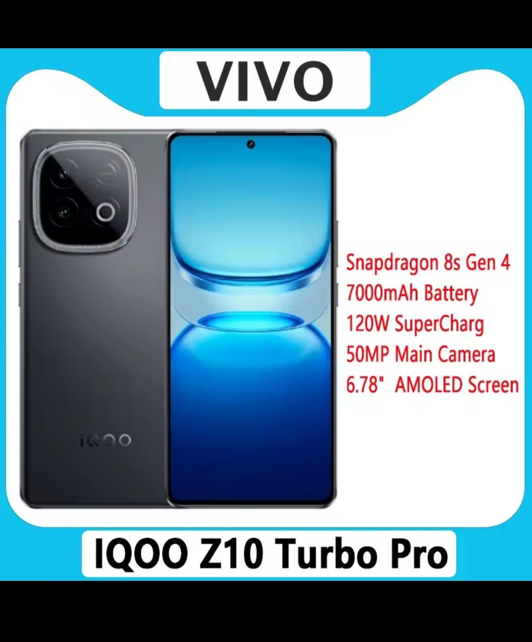 Vivo iQOO Z10 Turbo Pro Black 12/256 Gb/Snapdragon 8s Gen4/7000 mAh