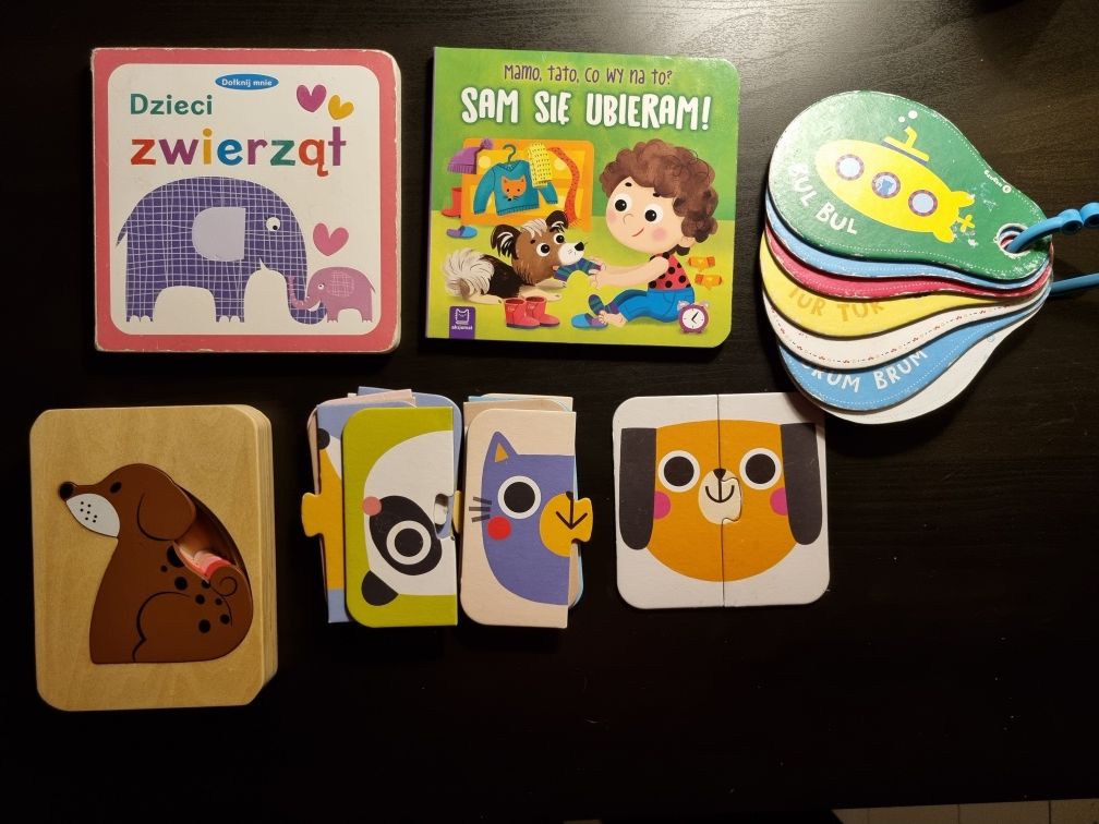 zestaw dla maluszka buzie dźwięki czuczu puzzle drewniane książeczki
