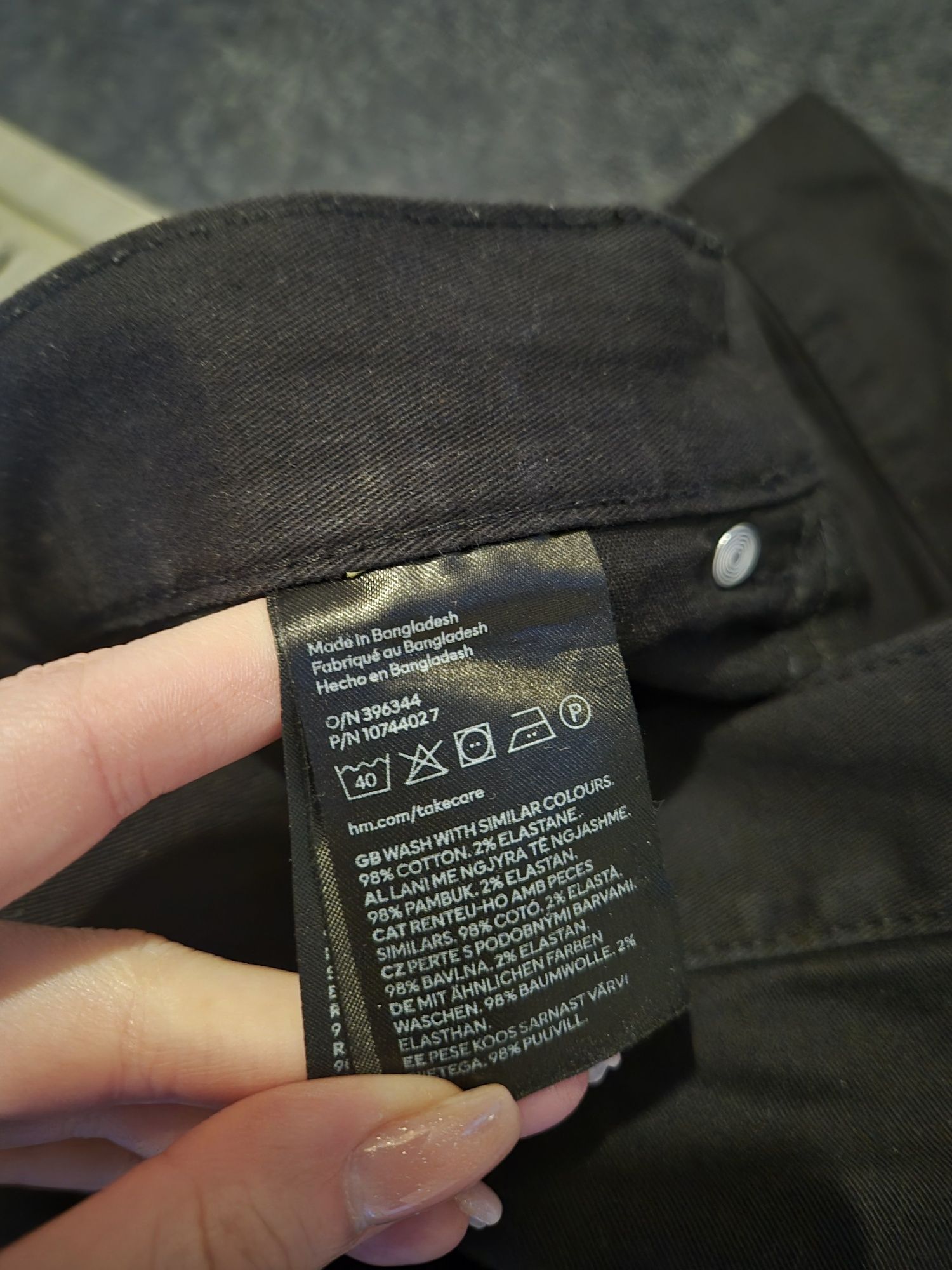 Spodnie jeansy czarne męskie H&M 98% bawełna