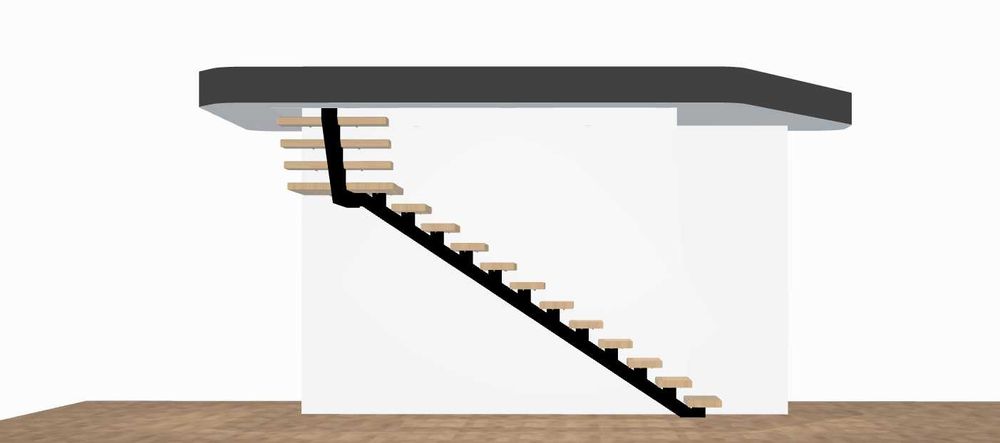 projekt schodów metalowych na jednym centralnym profilu,  DXF