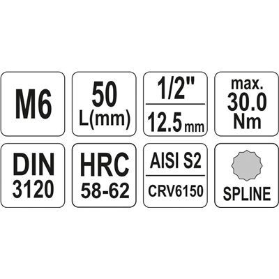 Klucz Trzpieniowy Spline 1/2 M6 L55Mm