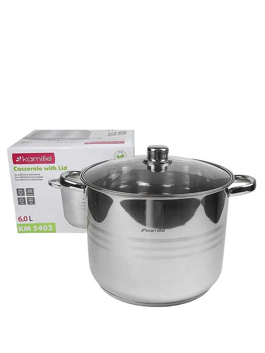 Кастрюля 15,5 л. ( тяжелая) из нержавеющей стали Kamille KM 5406