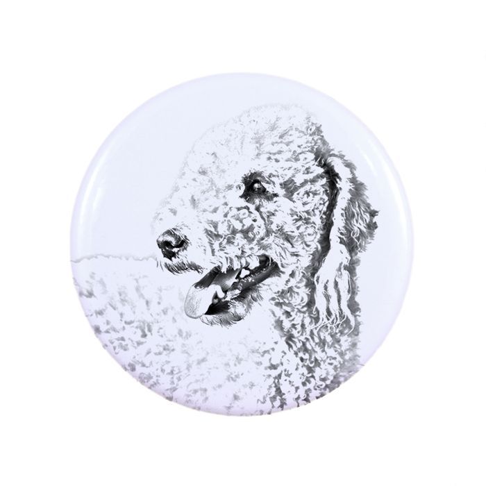 Bedlington Terrier przypinka z psem duża Art-Dog