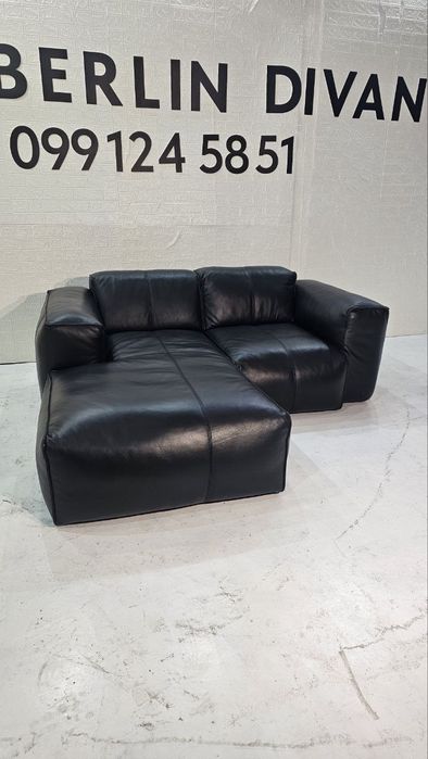 Шкіряний  чорний кутовий диван HUDSON. Німеччина.