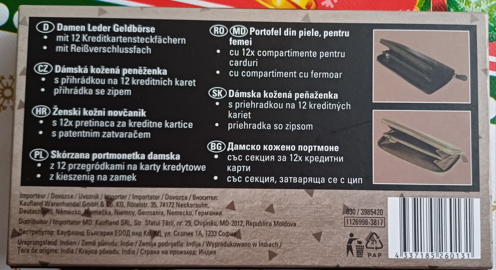 Czarny portfel damski portmonetka skórzana NOWA