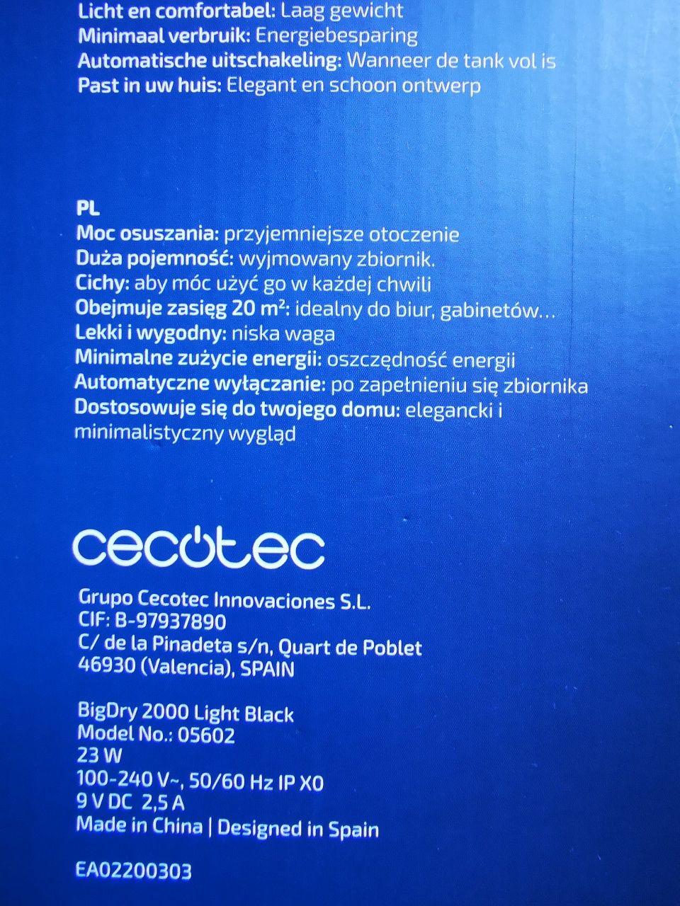 Osuszacz powietrza Cecotec
