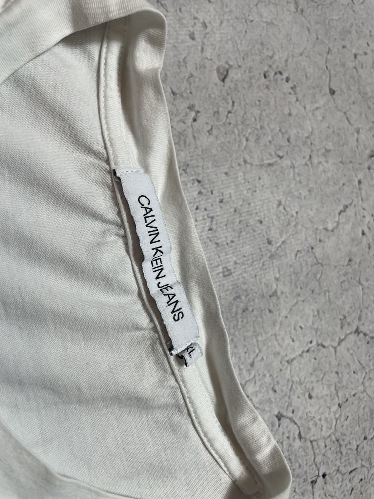 Мужская Белая Оригинальная Футболка Calvin Klein Jeans,Идеал,M-L,CK