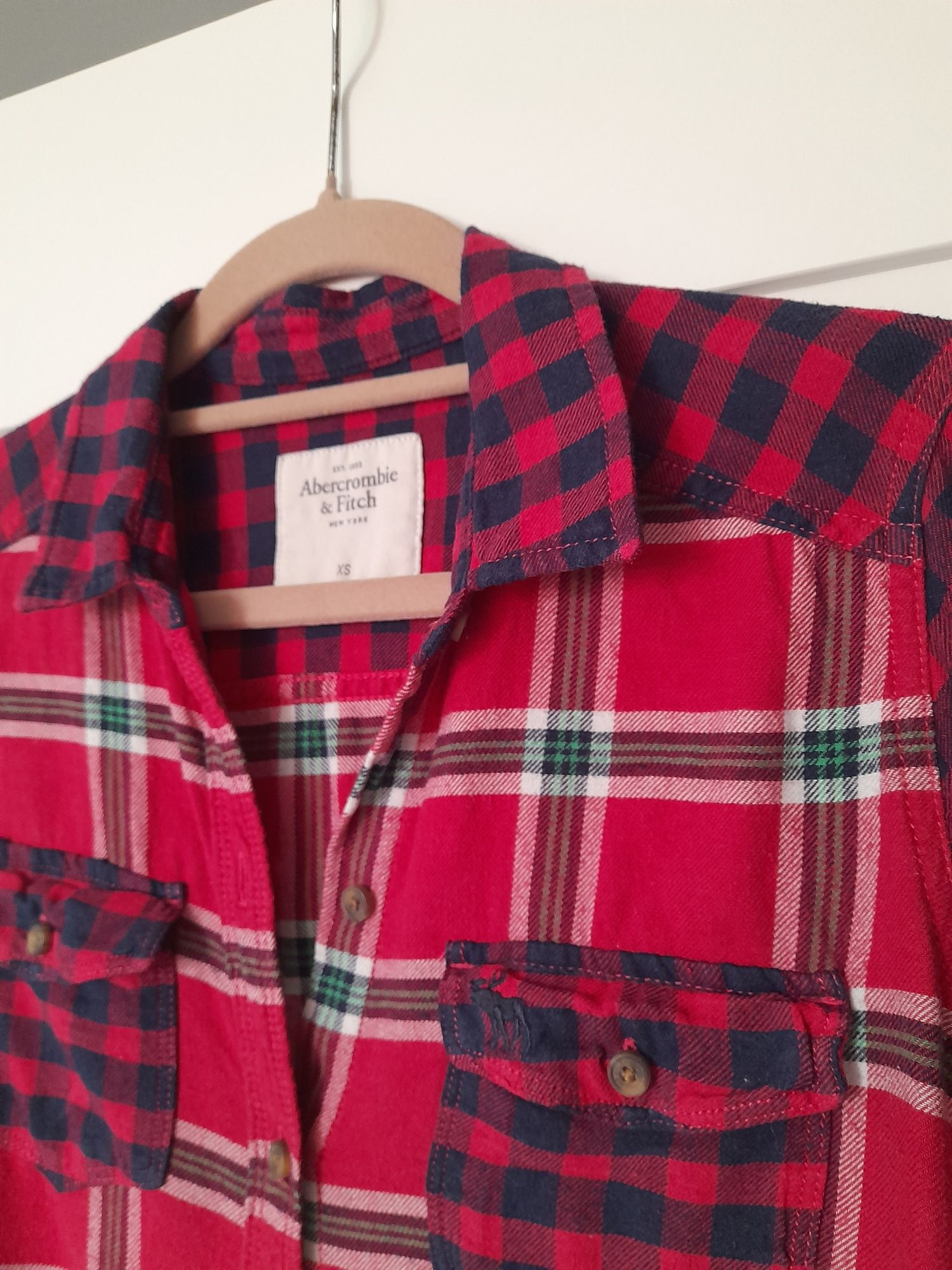 Abercrombie & Fitch Koszula kratka w kratkę XS S 34-36 flanelowa