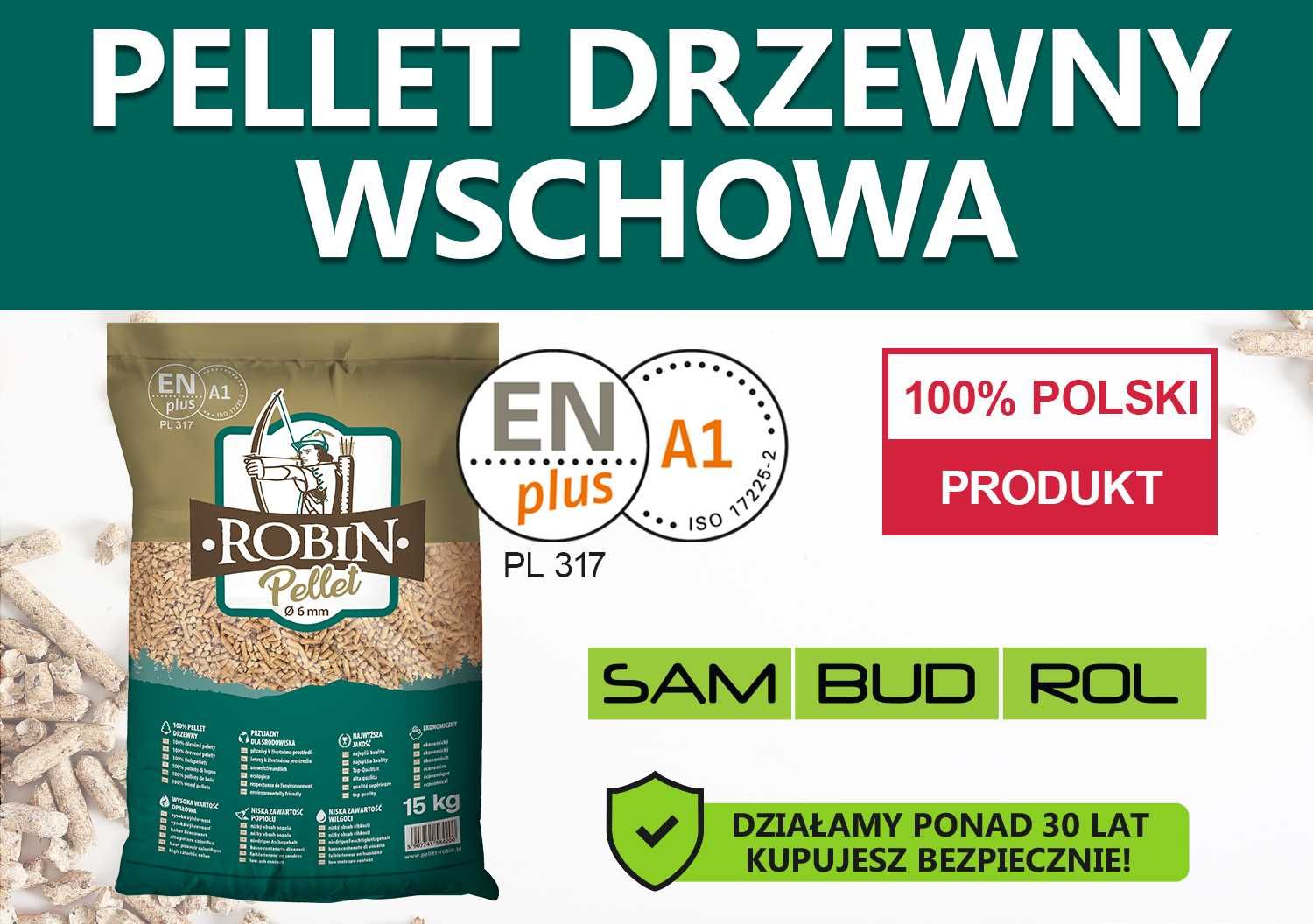 Pellet drzewny WSCHOWA, certyfikat A1 ENplus, TRANSPORT