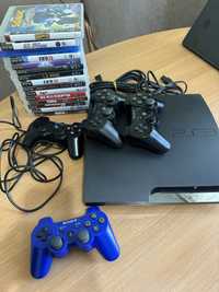 PS3 Slim 320 GB+4 джойстика+15 ігр