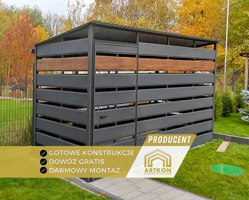 Zabudowa koszy i kontenerów na śmieci | Wiata | Altana śmietnikowa