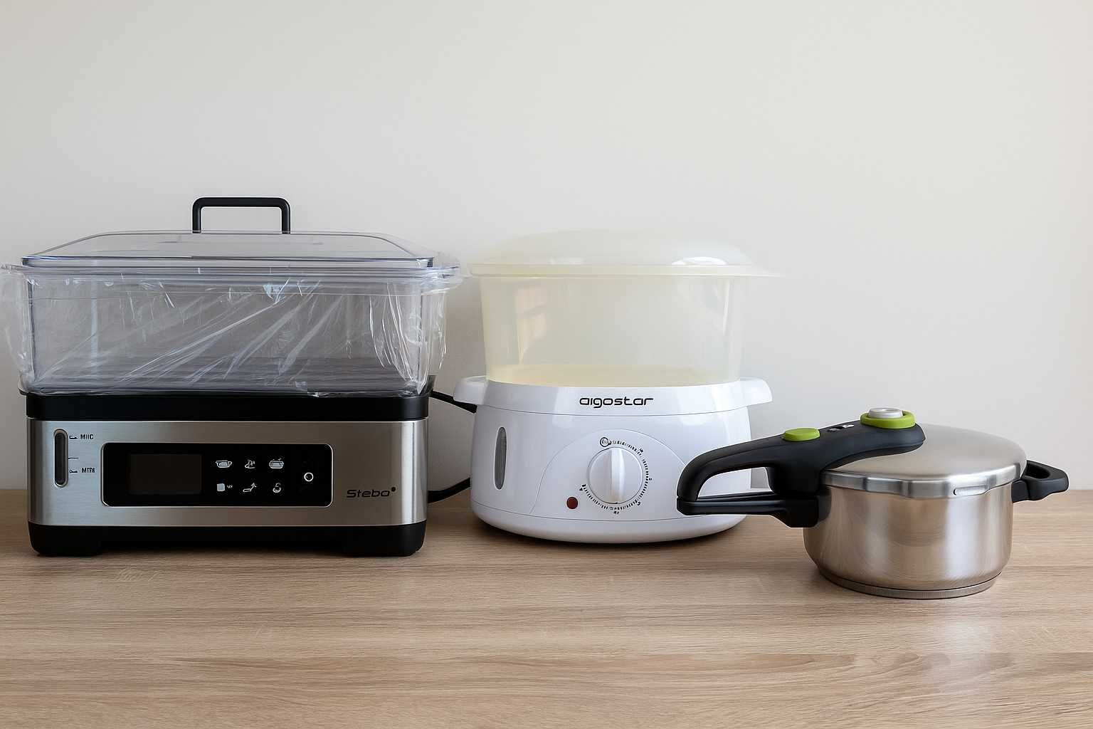 Нова пароварка STEBA 294113,  AIGOSTAR FITFOODIE 30CFO, Tefal Secure 5