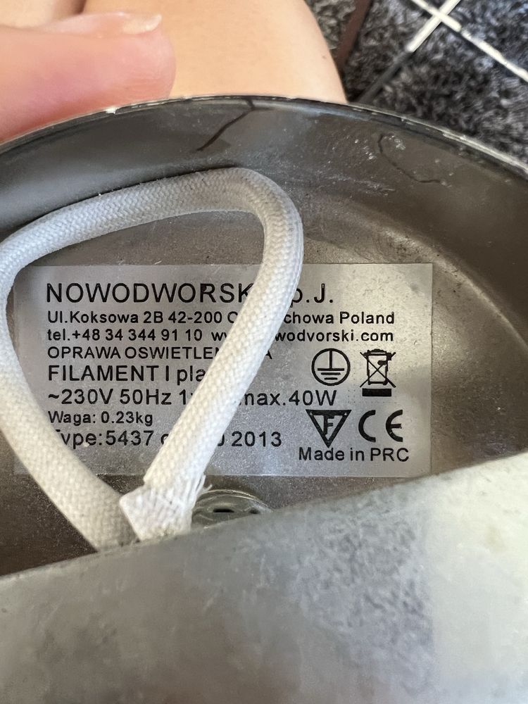 Lampa plafon kinkiet szklany ze srebrnymi drucikami Nowodworski