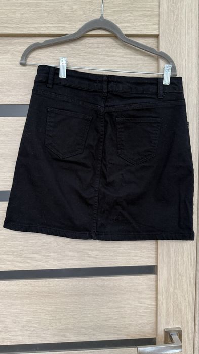 Джинсова чорна юбка трапеція