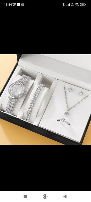 Hit zestaw komplet biżuteria zegarek naszyjnik bransoletka kolczyki