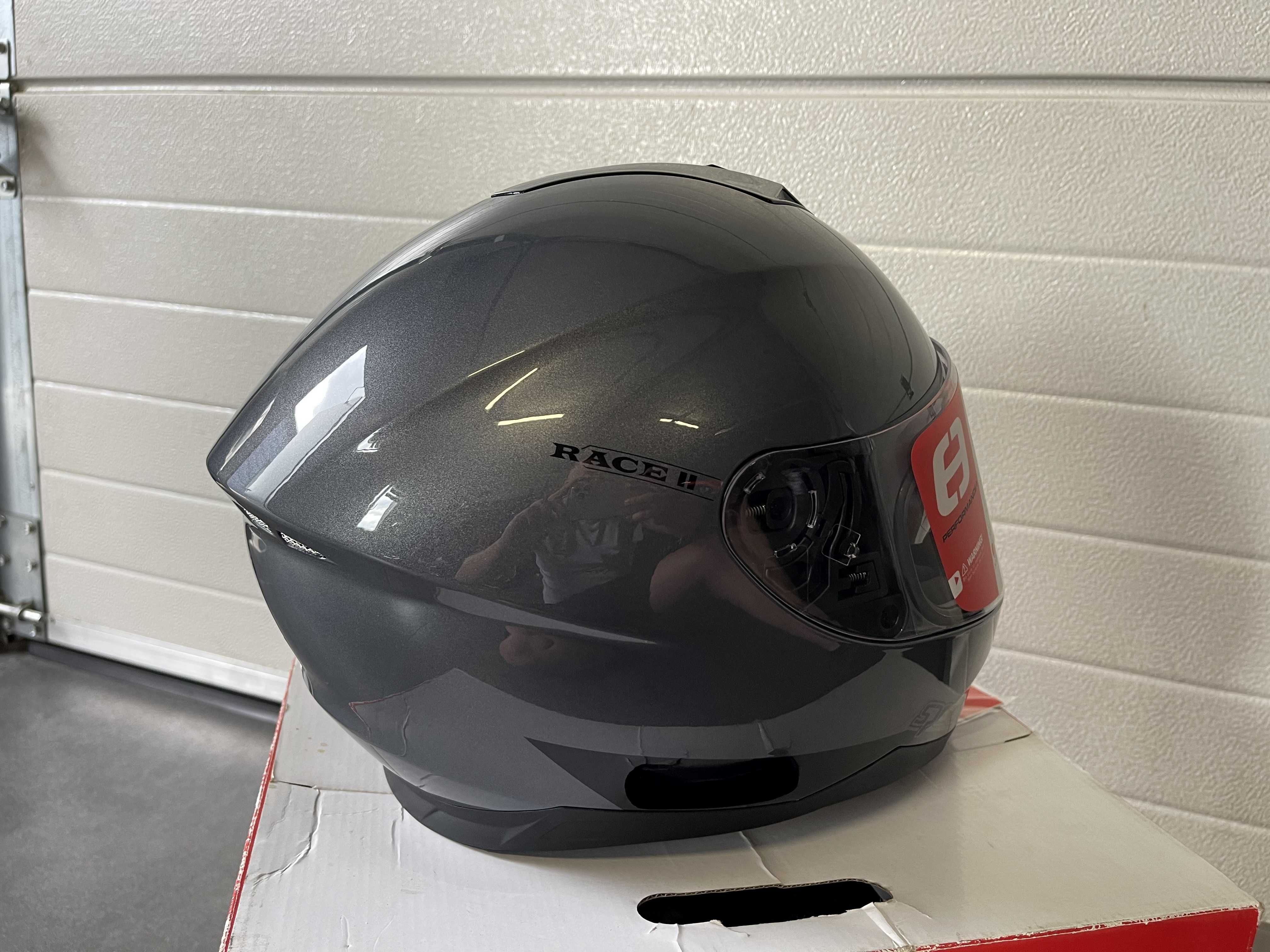 Nowy Kask Motocyklowy SPEED'S RACE II roz. XXL Titanium Uni Glossy