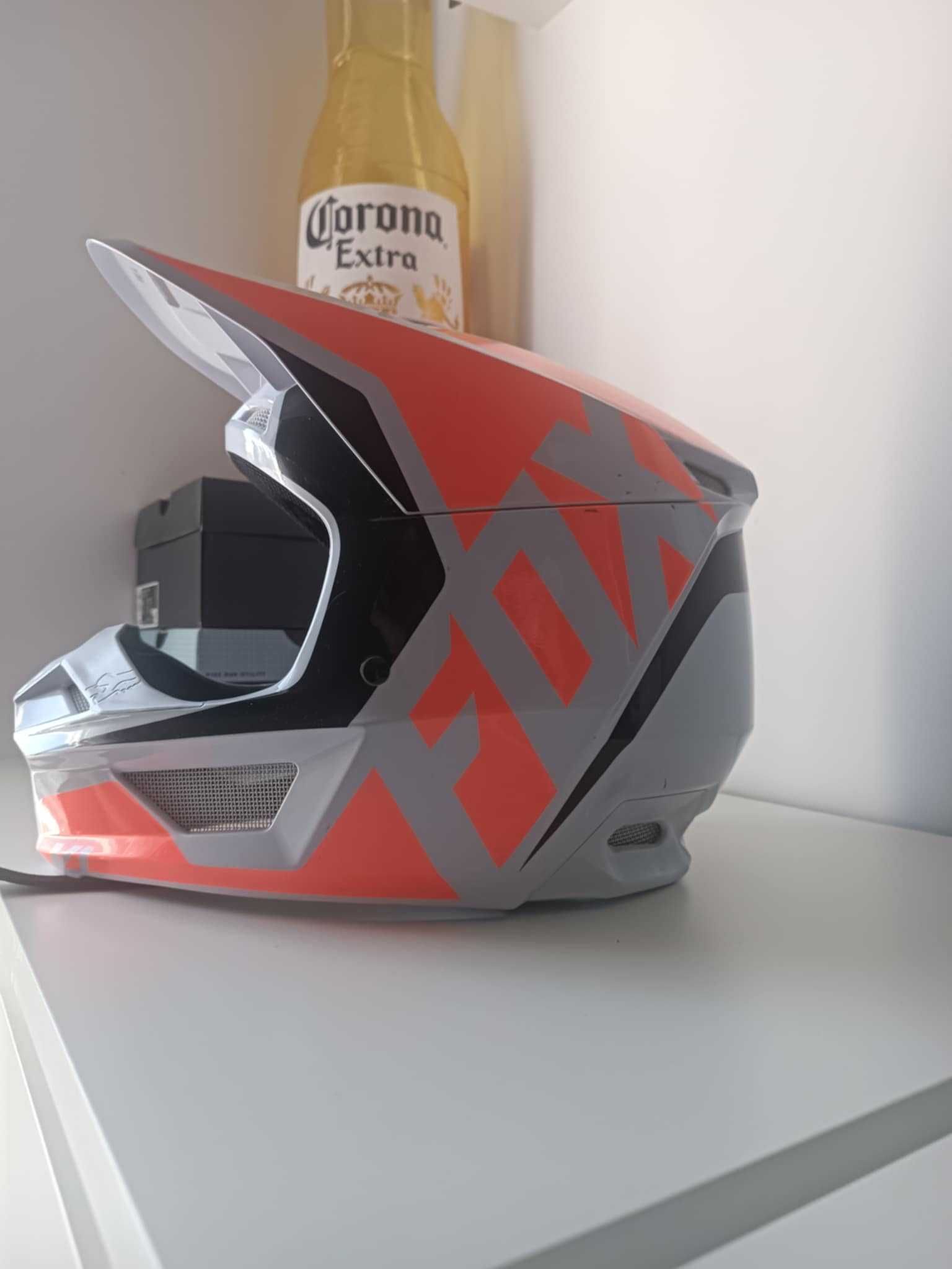 Kask FOX V1 Flo rozm. M pomarańczowo-biały rowerowy/motocyklowy