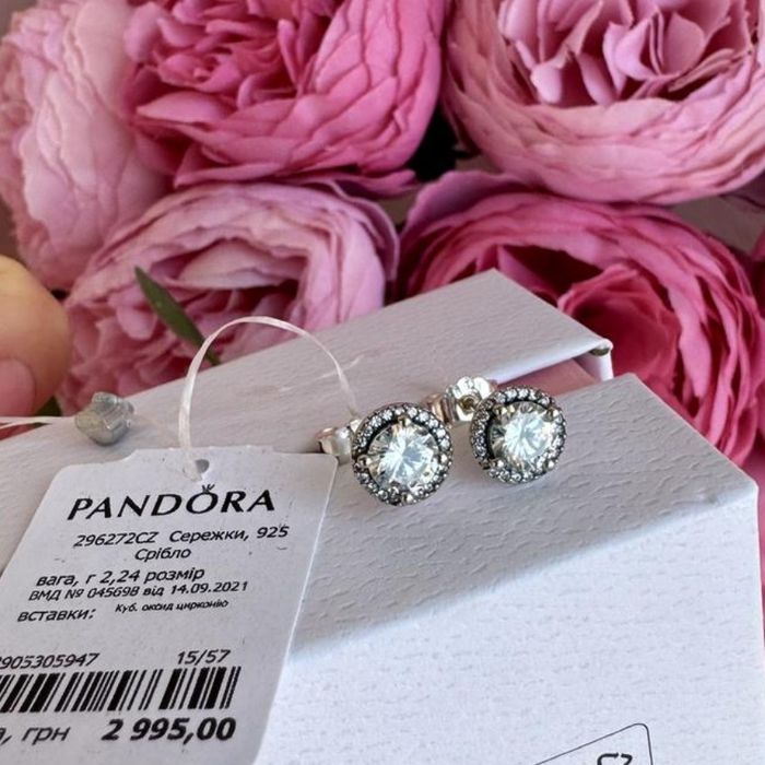 Сережки пандора оригінал pandora срібло нові прикраси