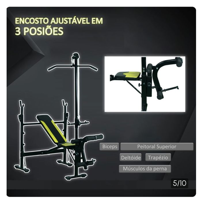 CONJUNTO Banco reclinável + halteres + barra