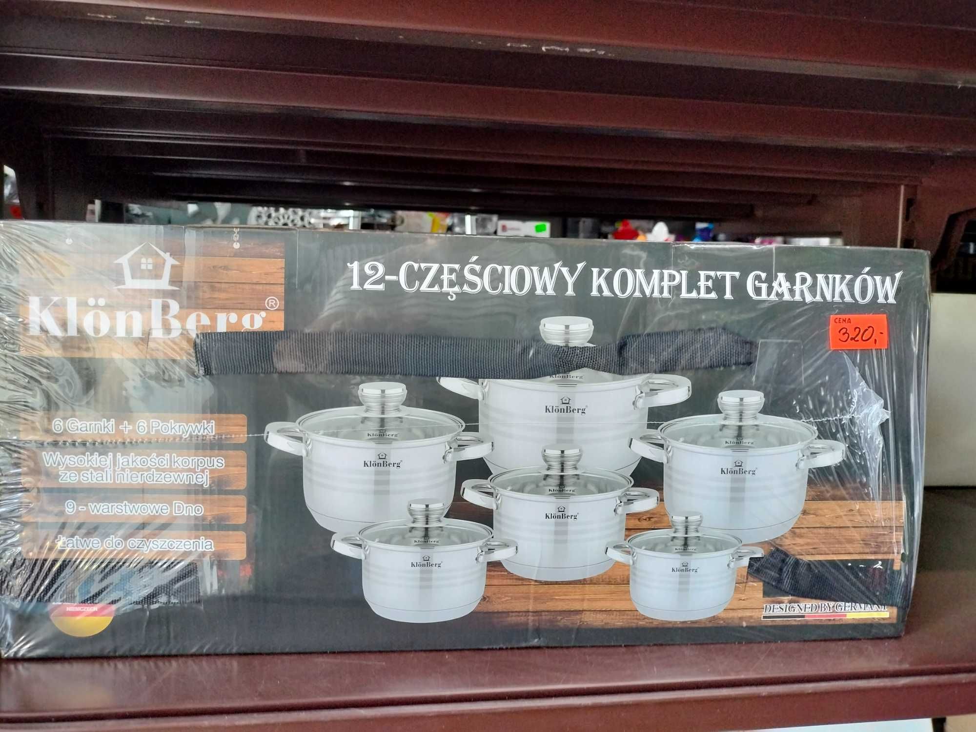 Zestaw komplet garnków ze stali nierdzewnej 12 elementów gaz indukcja
