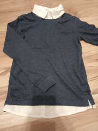 Bluzka, sweterek ze wstawką koszulową 128