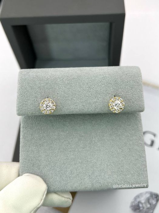 Серьги пусеты с бриллиантами 0.86ct  Белое золото