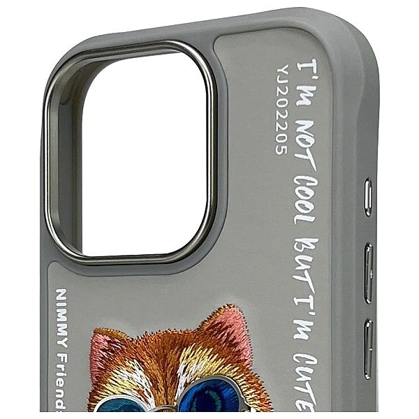 Etui Nimmy Glasses Cool Cat na iPhone 16 Pro Max - szare