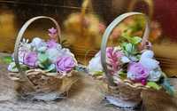 Mini koszyczek kwiatowy na Dzień kobiet, Dzień Babci