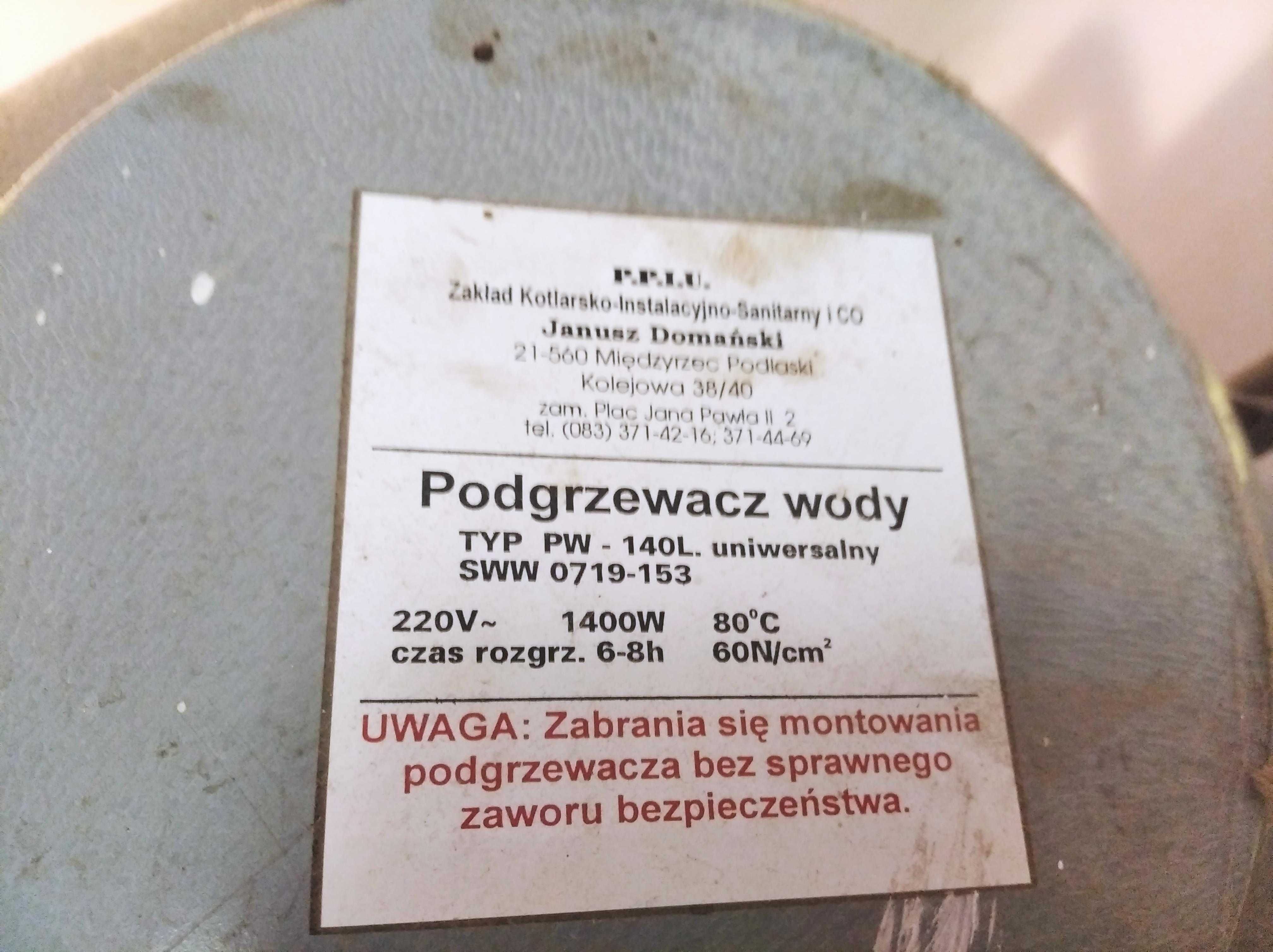 Zbiornik CWU podgrzewacz wody PW-140 L SWW 07.19-15.3 1400W