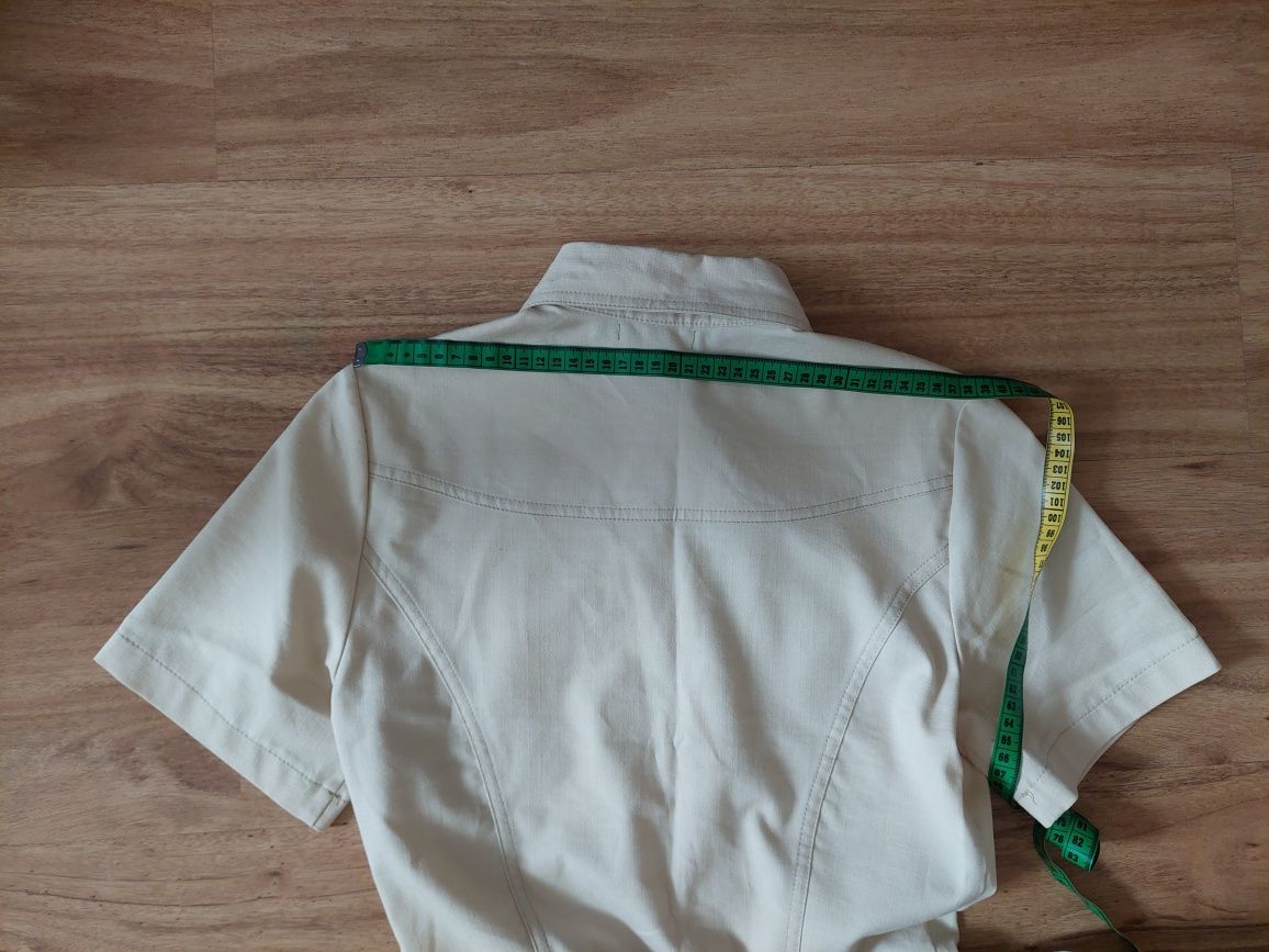 Tunika koszula kremowa beżowa bawełna z paskiem rozm. S 36