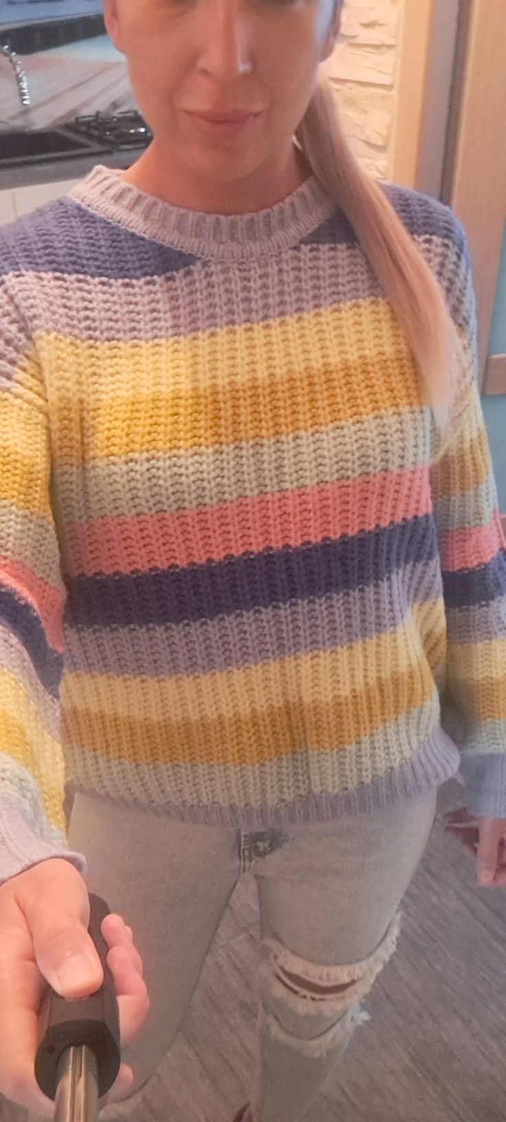 Sweter damski oversize paski S M L