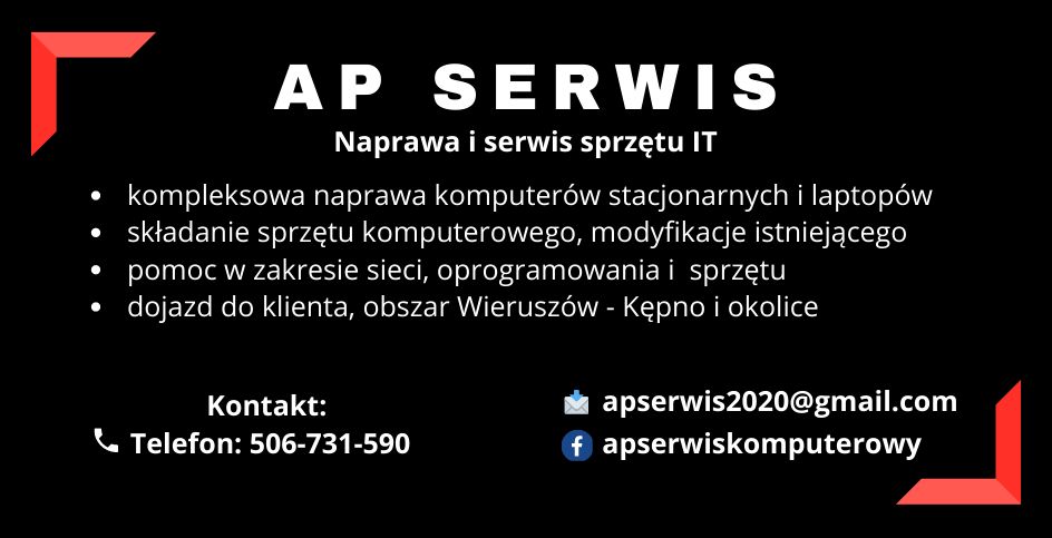 Naprawa komputerów, laptopów, sprzętu IT Wieruszów Kępno