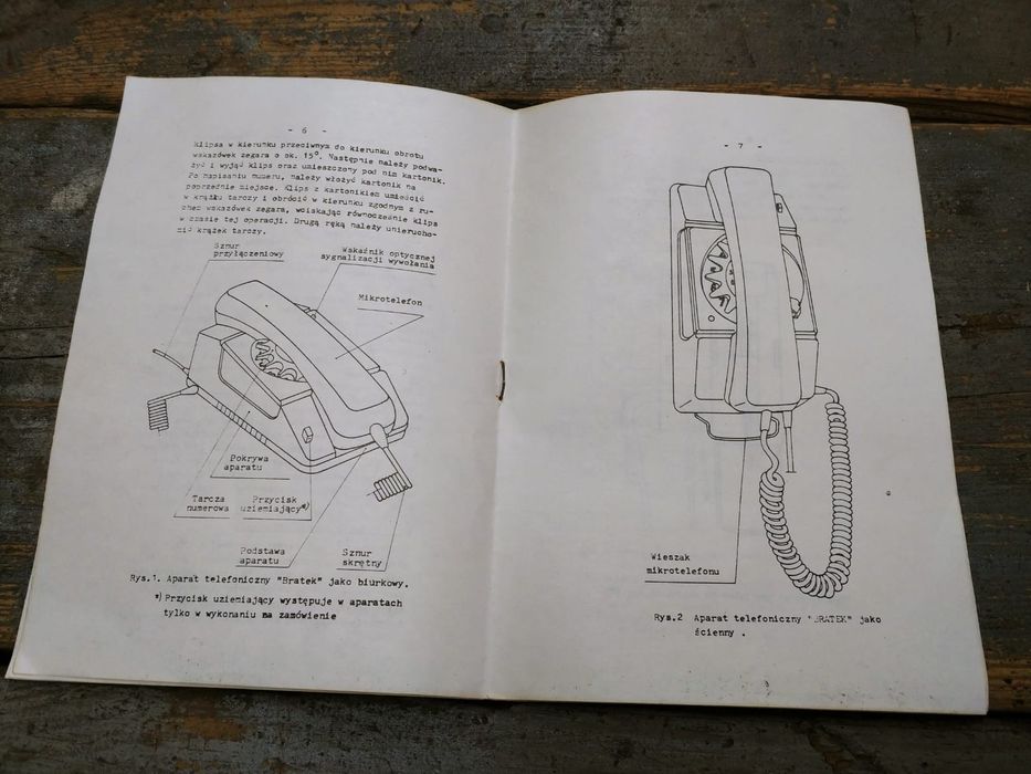 Instrukcja aparatu telefonicznego BRATEK antyk zabytkowe