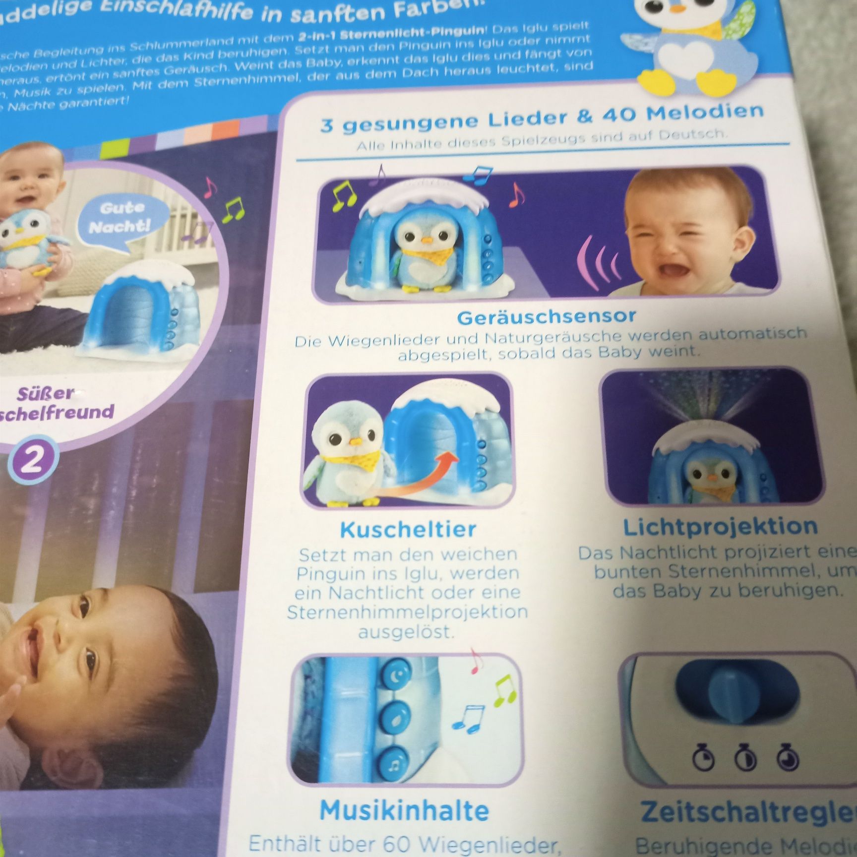 Vtech - 2 w 1 Gwiezdny pingwin z szumem i projektorem