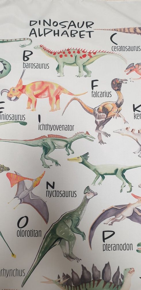 Alfabet dinozaury,Plakat dinozaury, Tablica dinozaury