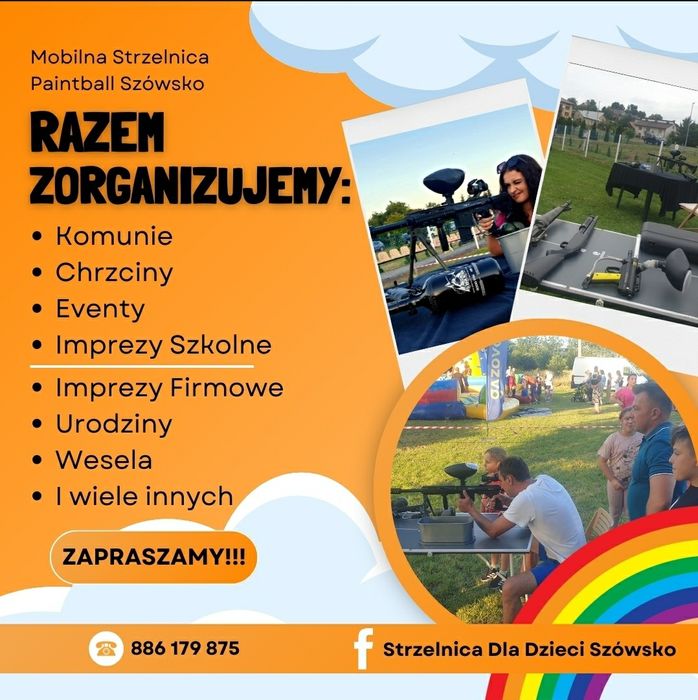 Animacje + strzelnica paintball Wesele Komunia Urodziny impreza firmow