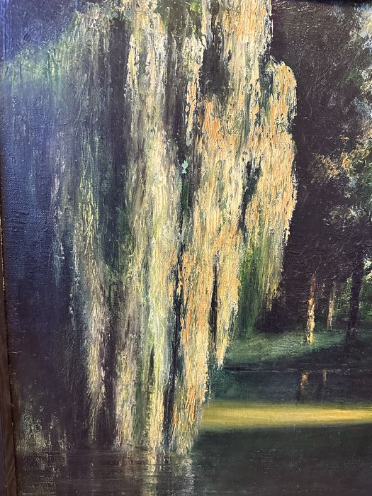 Obraz olejny płótno park wieczorny dzieło 81 x 66 cm