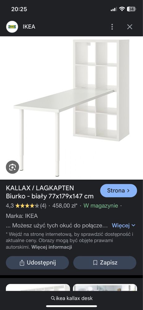 Zestaw do montazu biurka na ikea kallax