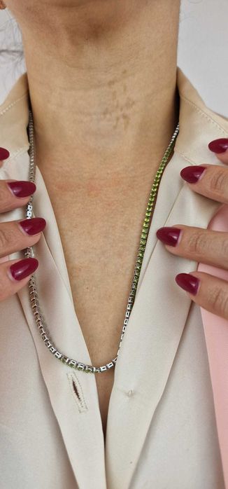 Colar Luxuoso Riviera Prata com Zirconias Verdes