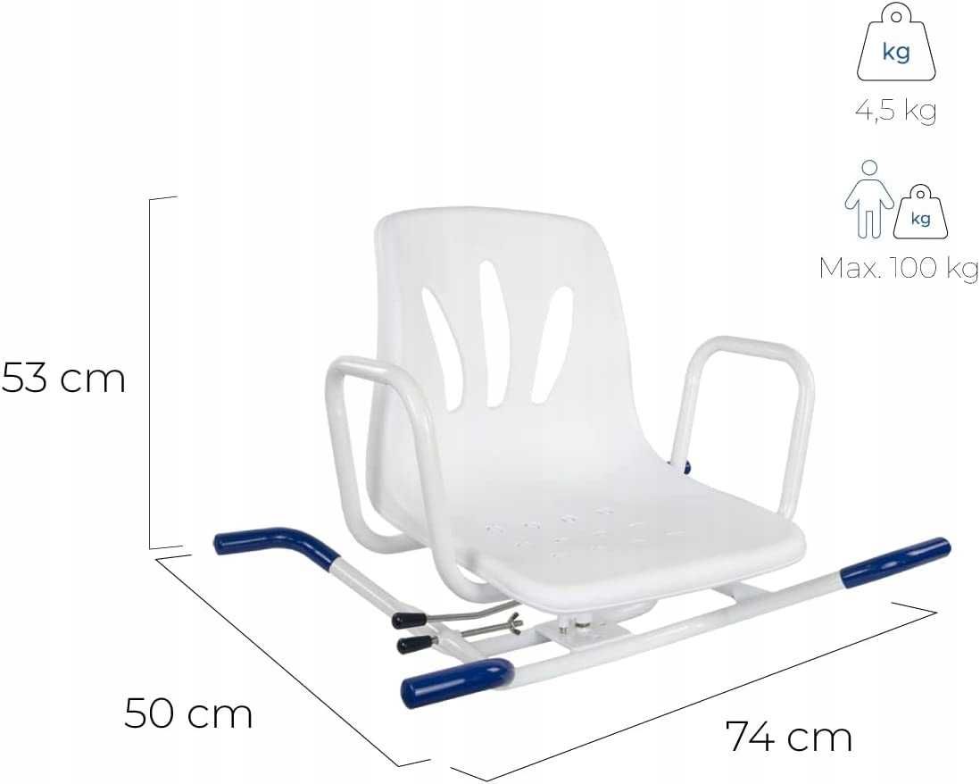 MOBICLINIC LAGO krzesło fotel prysznicowy obrotowy 360 dla seniorów