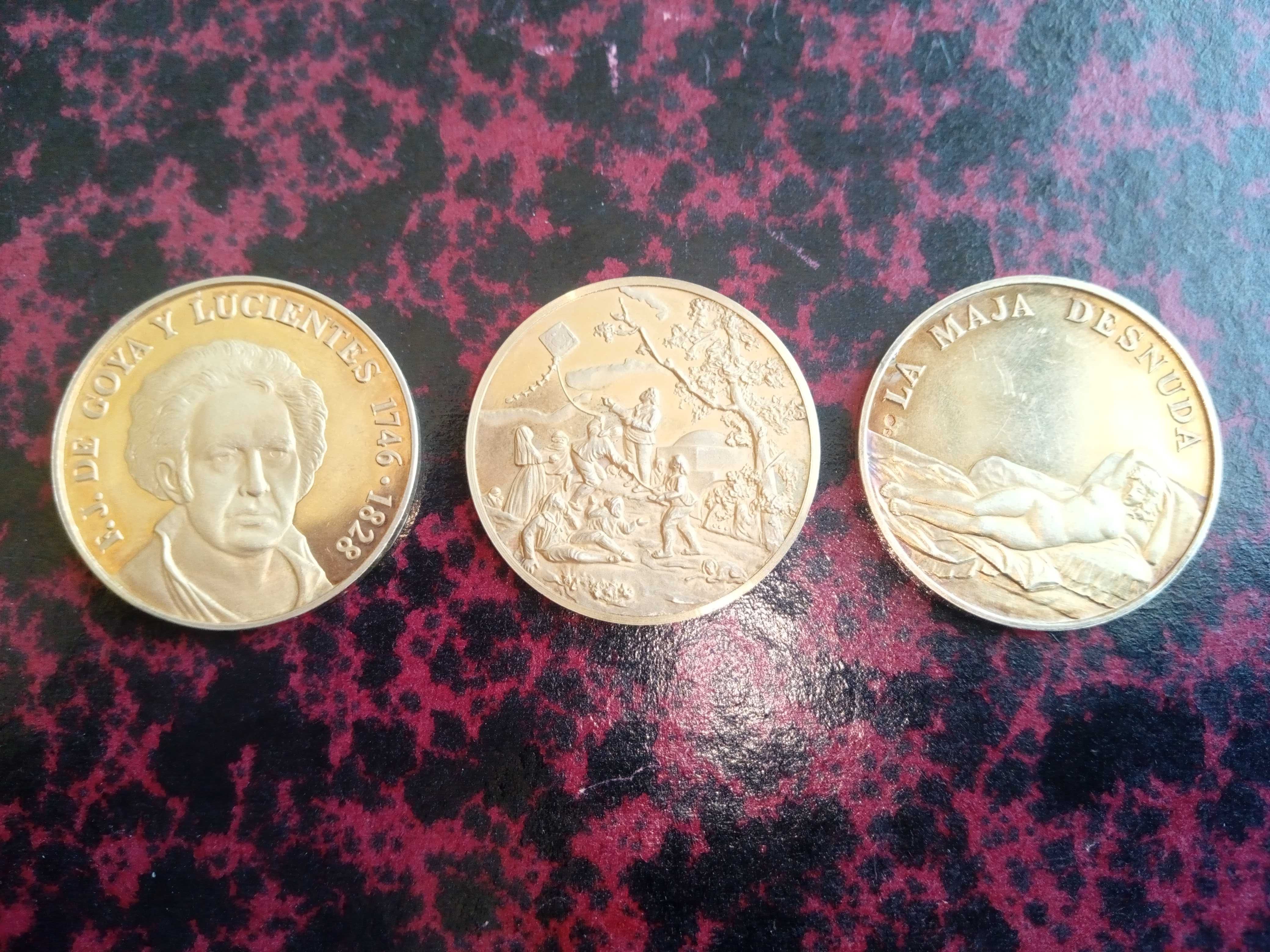 3 medalhas de prata dourada de Francisco Goya