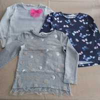 Bluzki, bluzeczki dziewczęce, długi rękaw, H&M, r. 98-104 Zestaw