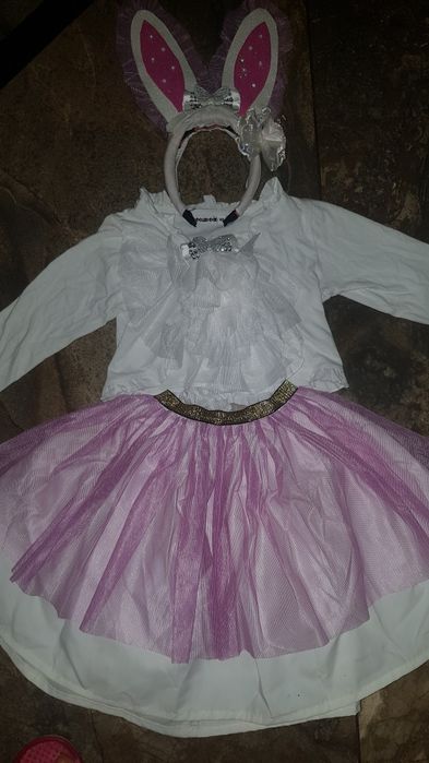 Костюм зайки зайчика зайчик для девочки ушки юбка кофта 116, 122, 128