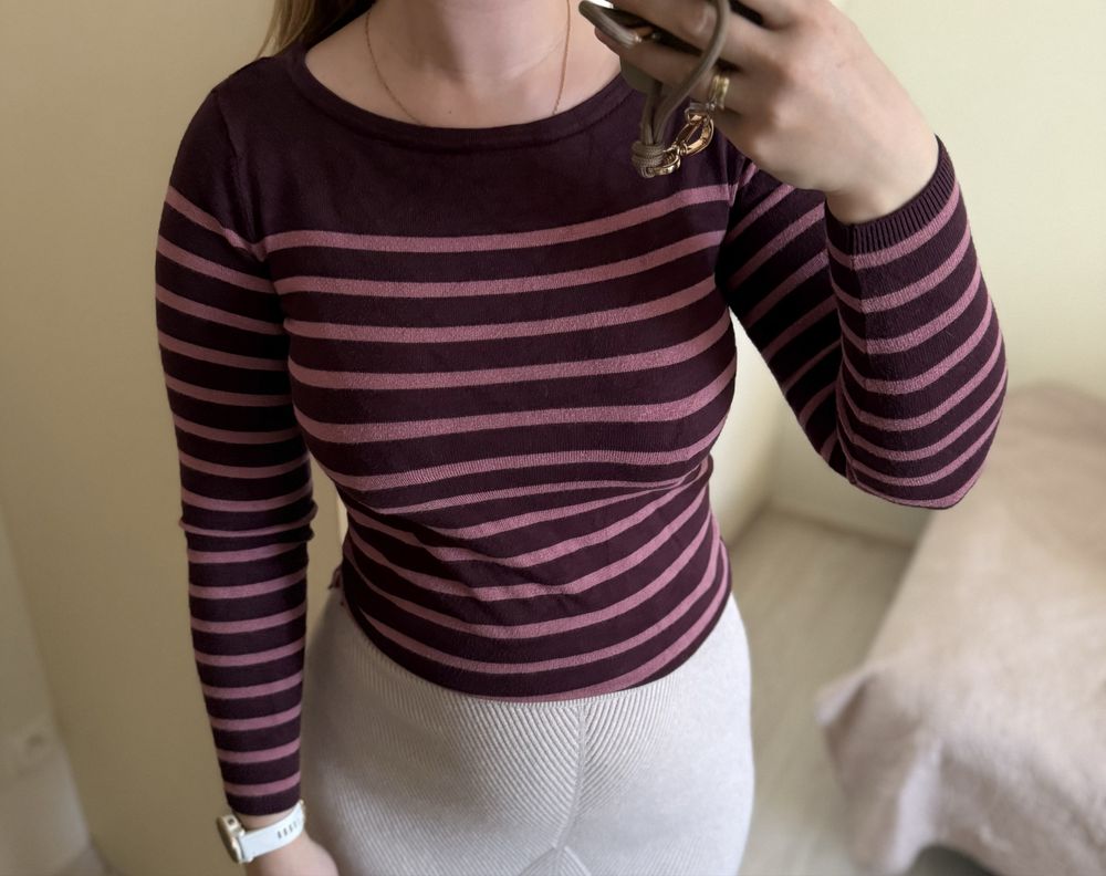 Fioletowy sweter damski w paski C&A XS