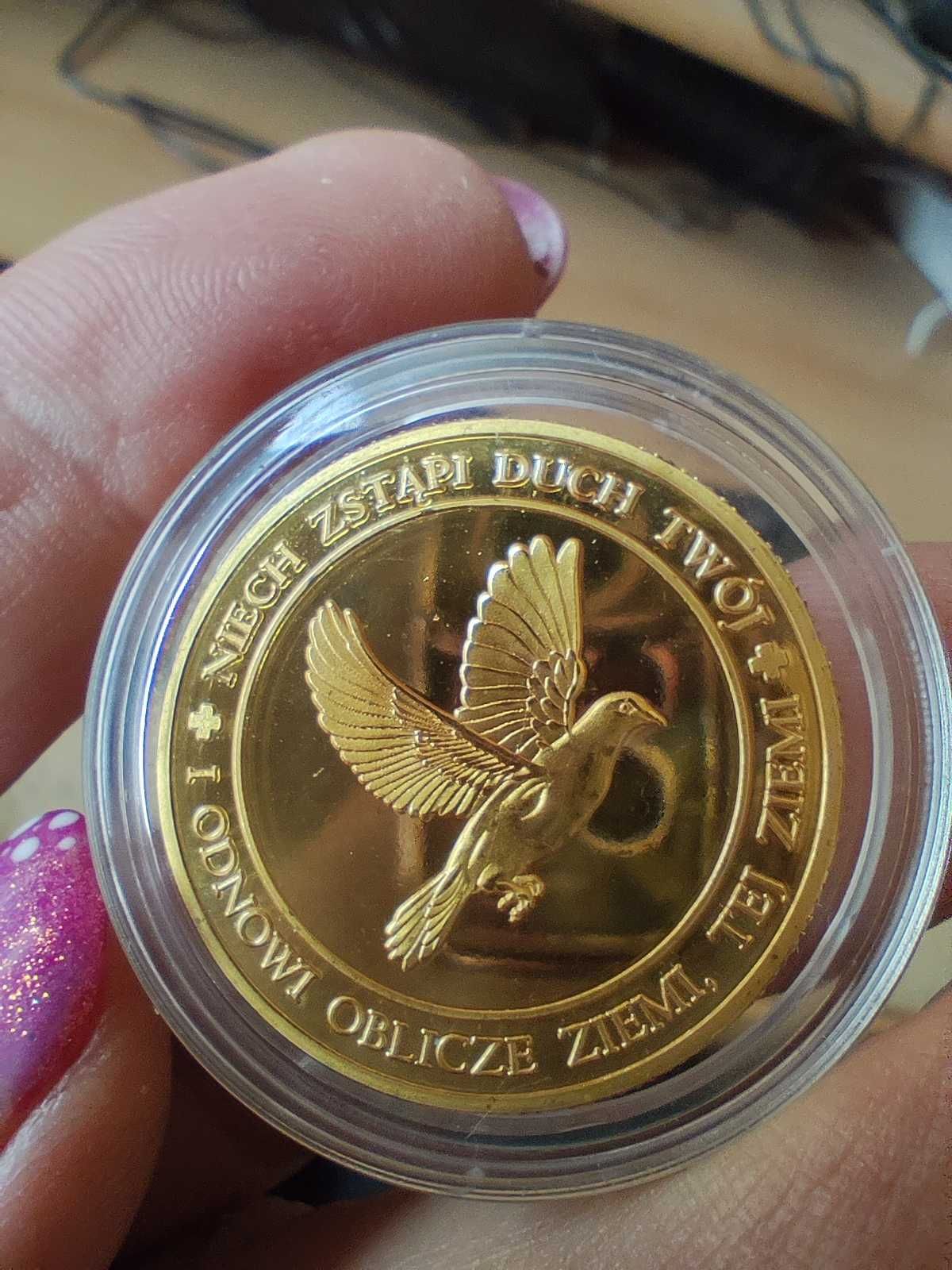 Medal Złota Polska moneta Papież Jan Paweł II "Niech zstąpi Duch Twój"