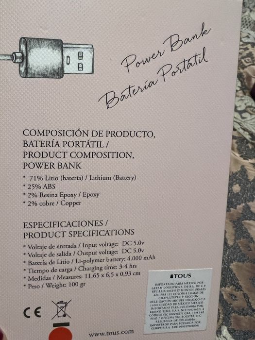 Power Bank TOUS Tous preto original
